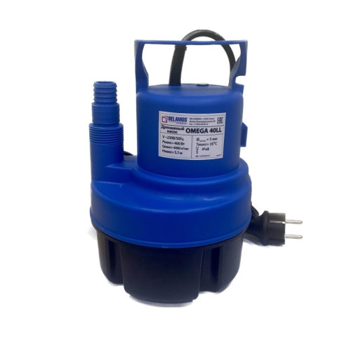 Дренажный насос Belamos Omega 40LL (66л/мин, напор 5,7м, с поплавком, откачка до 3мм, кабель 6м)