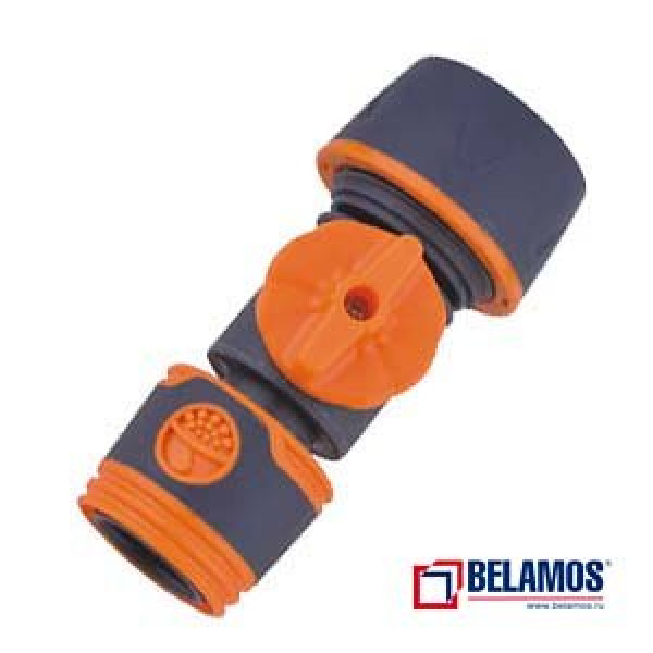 Универсальный коннектор 3/4" с вентилем Belamos мягкий пластик 5003E